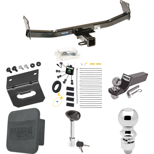 Fits 2007-2010 Jeep Compass Trailer Hitch Tow PKG w/ 4-Flat Zero Contact "No Splice" Wiring + Starter Kit Ball Mount w/ 2" Drop & 2" Ball + 2-5/16" Ball + Wiring Bracket + Hitch Lock + Hitch Cover (For Rallye Edition Models) By Reese Towpower