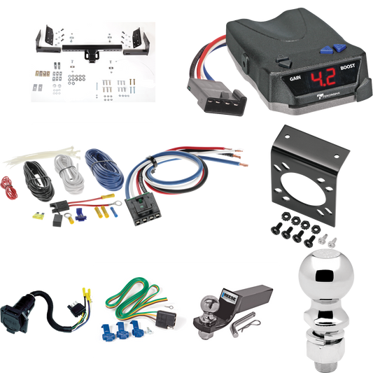 Fits 1990-2005 GMC Safari Trailer Hitch Tow PKG w/ Tekonsha BRAKE-EVN Brake Control + Generic BC Wiring Adapter + 7-Way RV Wiring + 2" & 2-5/16" Ball & Drop Mount (For Extended Body Models) By Reese Towpower