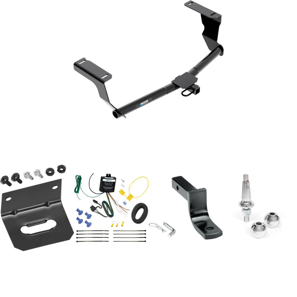 Fits 2008-2011 Subaru Impreza Trailer Hitch Tow PKG w/ 4-Flat Wiring Harness + Draw-Bar + Interchangeable 1-7/8" & 2" Balls + Wiring Bracket (For Wagon, Except WRX STi & w/Quad Exhaust Outlets Models) By Reese Towpower
