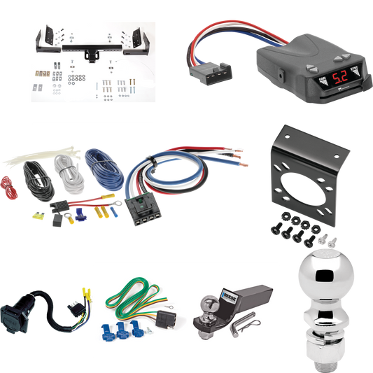 Fits 1990-2005 GMC Safari Trailer Hitch Tow PKG w/ Tekonsha Brakeman IV Brake Control + Generic BC Wiring Adapter + 7-Way RV Wiring + 2" & 2-5/16" Ball & Drop Mount (For Extended Body Models) By Reese Towpower