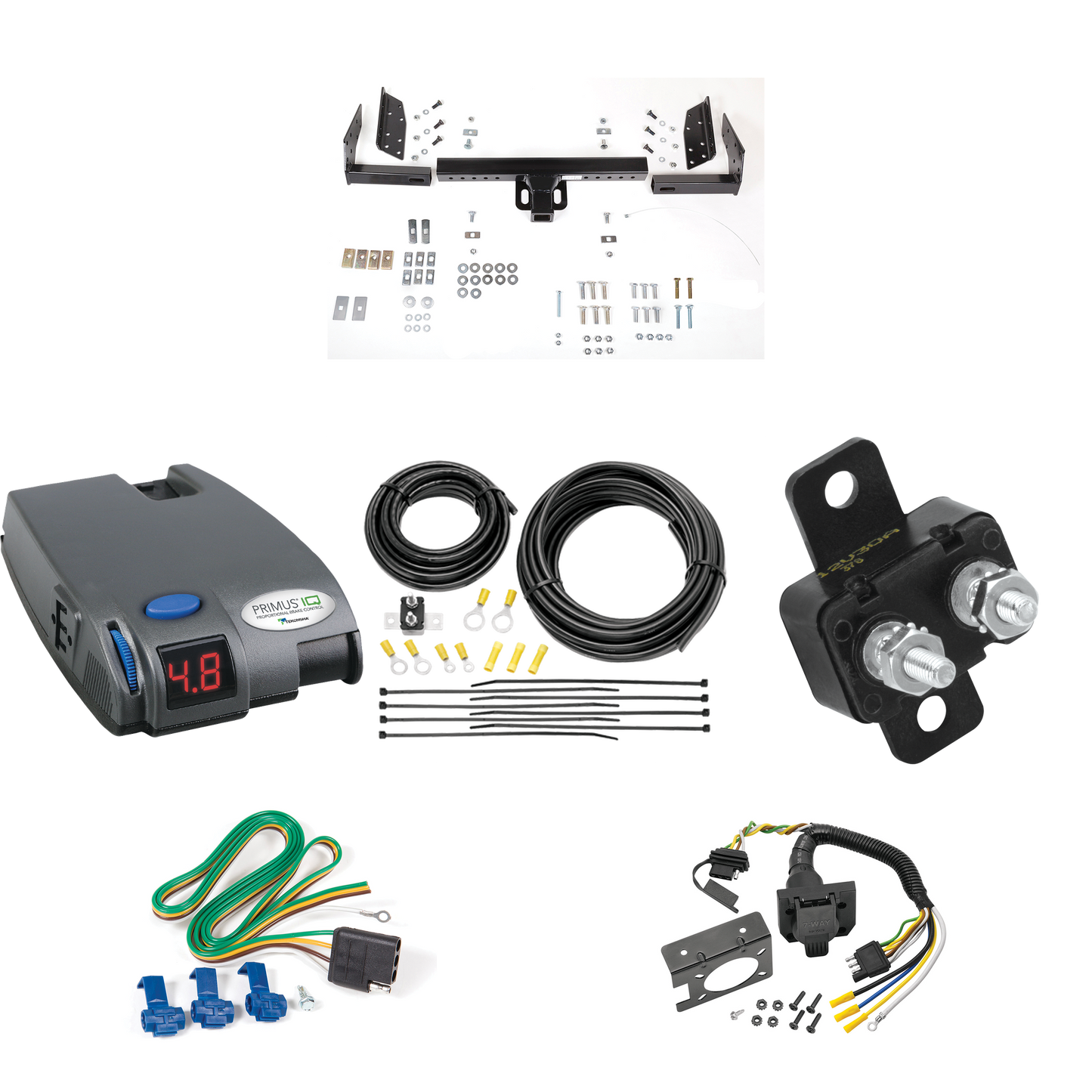 Se adapta al paquete de remolque de enganche de remolque Dodge Caravan 1984-1990 con control de freno Tekonsha Primus IQ + cableado RV de 7 vías (para modelos 2 WD, distancia entre ejes corta) de Reese Towpower