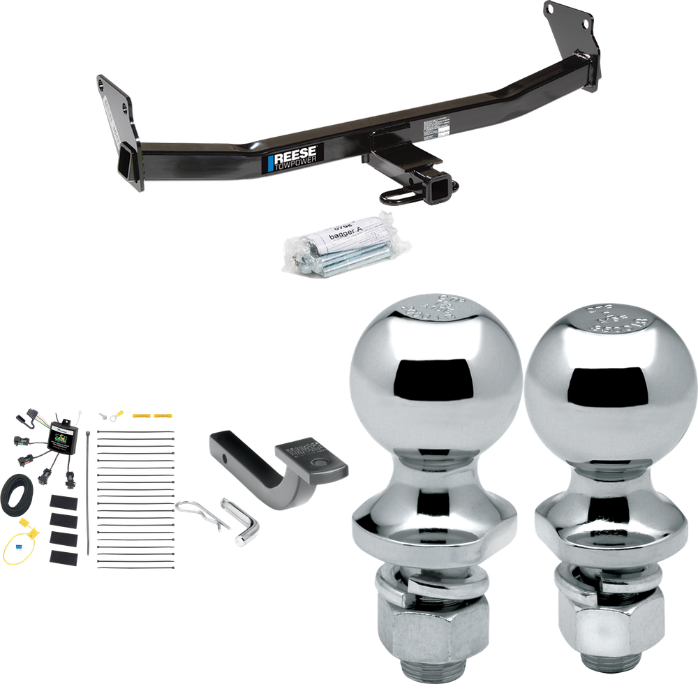 Se adapta al paquete de enganche de remolque Jeep Compass 2007-2010 con arnés de cableado de 4 contactos planos "sin empalme" + barra de tracción + bola de 1-7/8" + 2" (para modelos Rallye Edition) de Reese Towpower