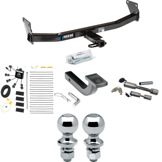 Se adapta al paquete de enganche de remolque Jeep Compass 2007-2010 con arnés de cableado de 4 contactos planos "sin empalme" + barra de tracción + bola de 1-7/8" + 2" + enganche doble y cerraduras de acoplador de Reese Towpower