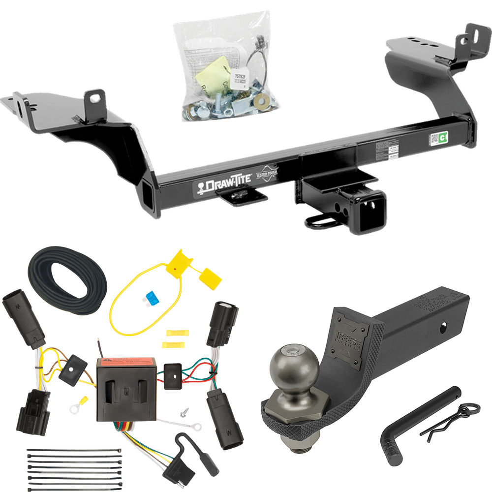 Fits 2013-2016 Ford Escape Trailer Hitch Tow PKG w/ 4-Flat Wiring + Interlock Tactical Starter Kit w/ 2" Drop & 2" Ball By Draw-Tite