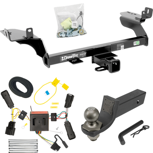 Fits 2013-2016 Ford Escape Trailer Hitch Tow PKG w/ 4-Flat Wiring + Interlock Tactical Starter Kit w/ 2" Drop & 2" Ball By Draw-Tite