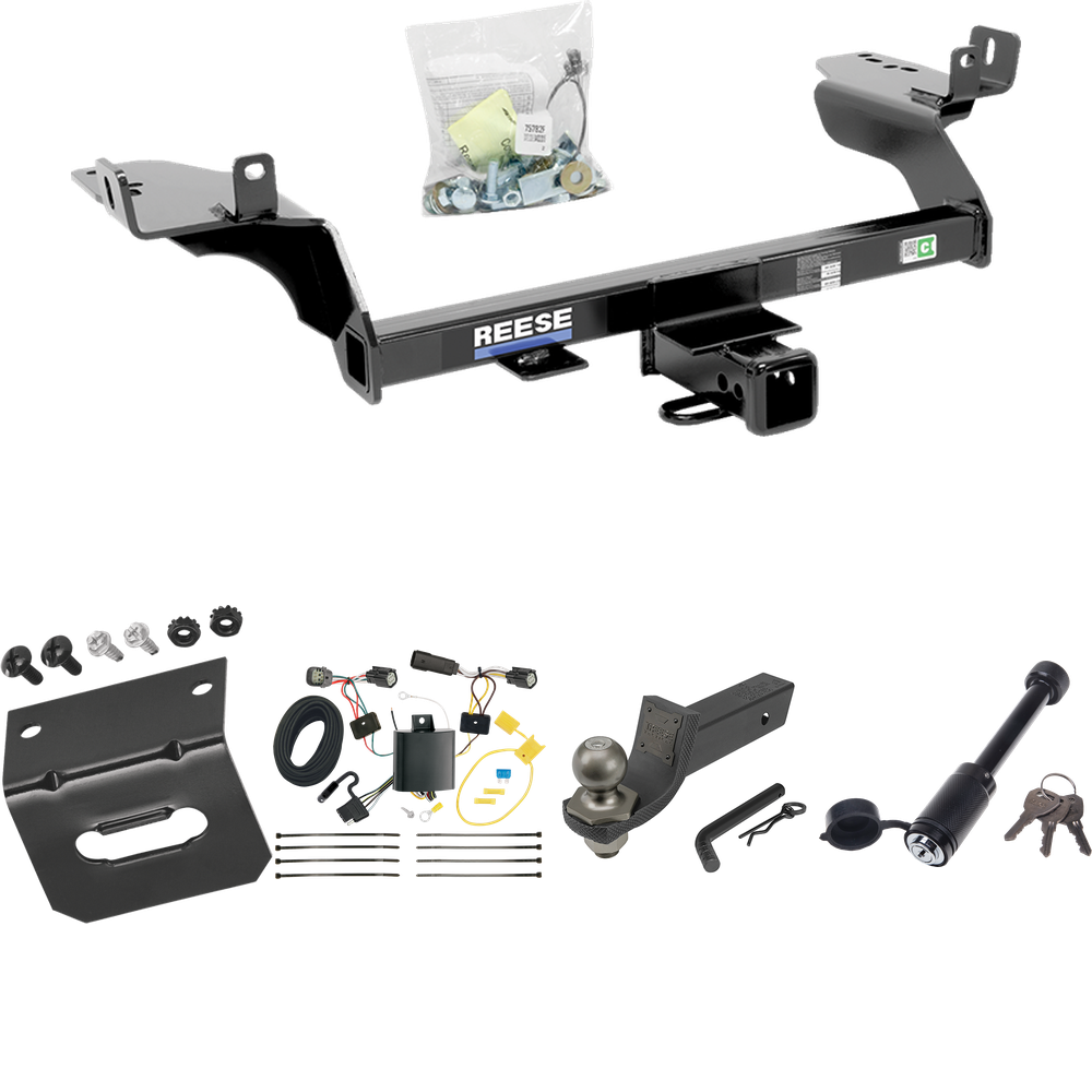 Fits 2017-2018 Ford Escape Trailer Hitch Tow PKG w/ 4-Flat Wiring + Interlock Tactical Starter Kit w/ 2" Drop & 2" Ball + Tactical Dogbone Lock + Wiring Bracket By Reese Towpower