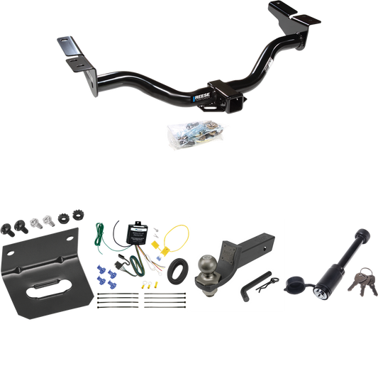 Se adapta al paquete de remolque con enganche para remolque Ford Escape 2004-2004 con cableado de 4 planos + kit de inicio táctico de enclavamiento con caída de 2" y bola de 2" + bloqueo táctico de hueso de perro + soporte de cableado de Reese Towpower