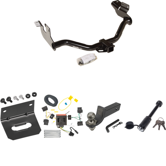 Se adapta al paquete de remolque con enganche para remolque Ford Escape 2008-2012 con cableado de 4 planos + kit de inicio táctico de enclavamiento con caída de 2" y bola de 2" + bloqueo táctico de hueso de perro + soporte de cableado de Draw-Tite