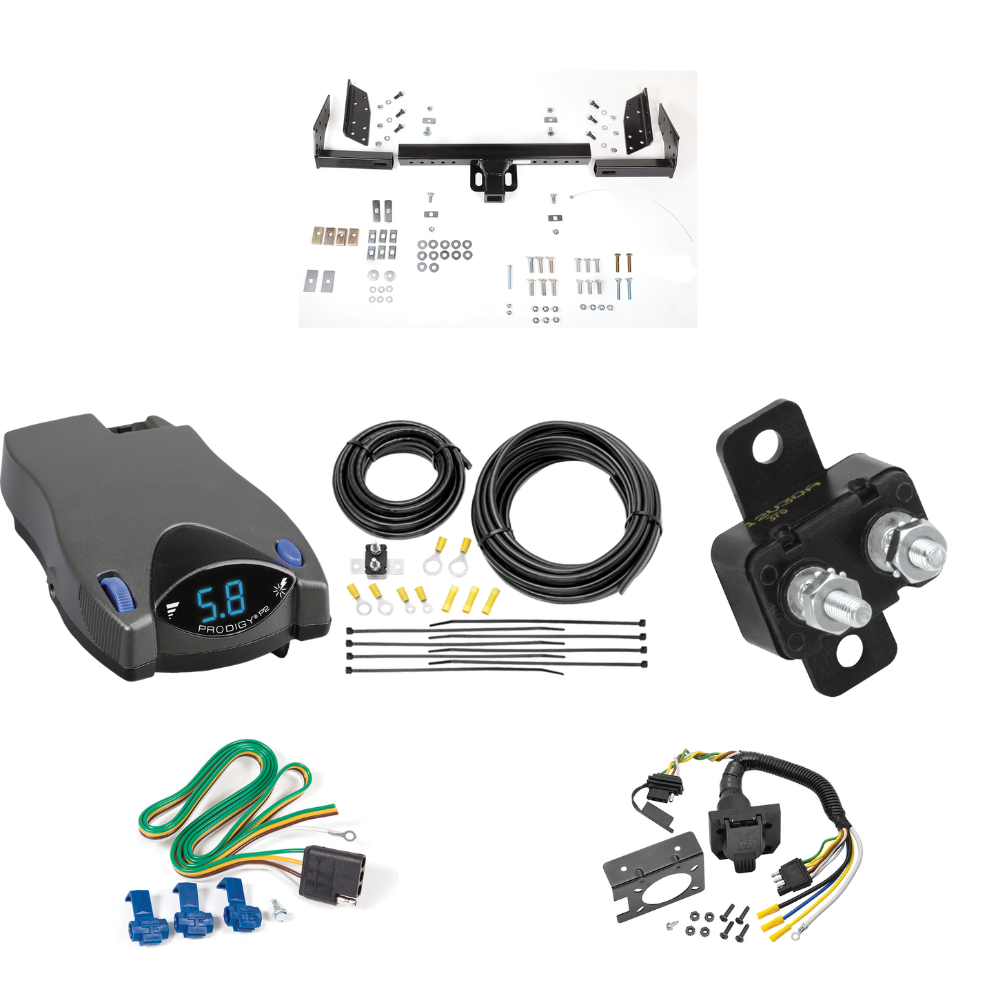 Fits 1983-1984 GMC S15 Trailer Hitch Tow PKG w/ Tekonsha Prodigy P2 Brake Control + 7-Way RV Wiring (For w/Standard Bed & Step Bumper Models) By Reese Towpower