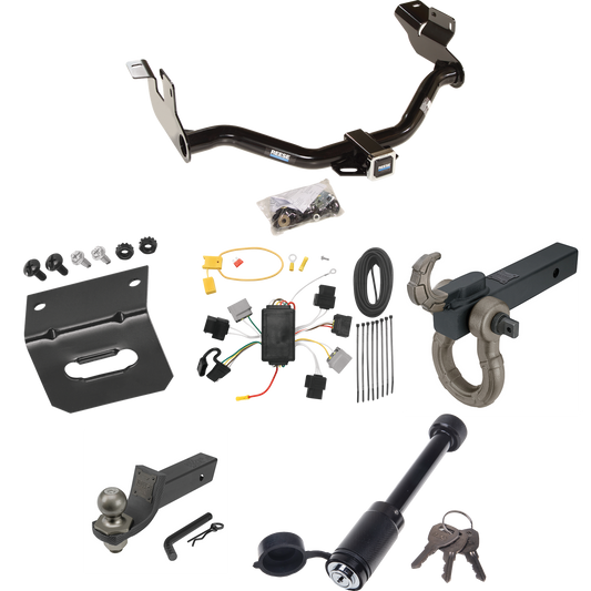 Fits 2005-2006 Mazda Tribute Trailer Hitch Tow PKG w/ 4-Flat Wiring + Interlock Tactical Starter Kit w/ 2" Drop & 2" Ball + Tactical Hook & Shackle Mount + Tactical Dogbone Lock + Wiring Bracket By Reese Towpower