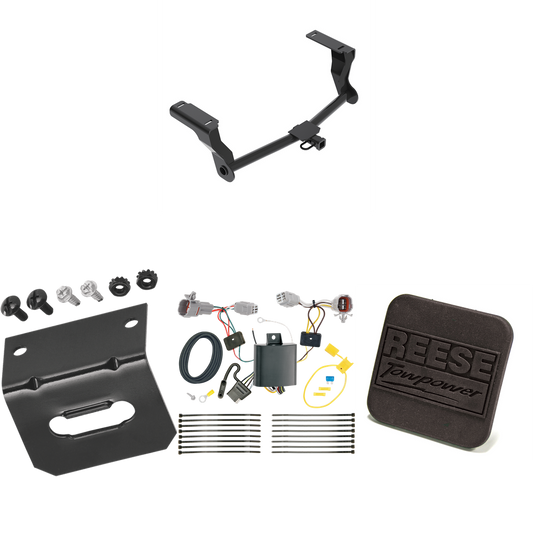 Fits 2018-2022 Subaru Impreza Trailer Hitch Tow PKG w/ 4-Flat Wiring Harness + Hitch Cover (For Wagon, Except WRX STi & w/Quad Exhaust Outlets Models) By Reese Towpower