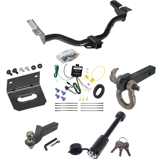 Fits 2004-2004 Mazda Tribute Trailer Hitch Tow PKG w/ 4-Flat Wiring + Interlock Tactical Starter Kit w/ 2" Drop & 2" Ball + Tactical Hook & Shackle Mount + Tactical Dogbone Lock + Wiring Bracket By Draw-Tite