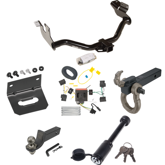 Fits 2005-2011 Mercury Mariner Trailer Hitch Tow PKG w/ 4-Flat Wiring + Interlock Tactical Starter Kit w/ 2" Drop & 2" Ball + Tactical Hook & Shackle Mount + Tactical Dogbone Lock + Wiring Bracket By Draw-Tite