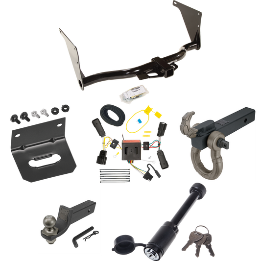 Fits 2013-2016 Ford Escape Trailer Hitch Tow PKG w/ 4-Flat Wiring + Interlock Tactical Starter Kit w/ 2" Drop & 2" Ball + Tactical Hook & Shackle Mount + Tactical Dogbone Lock + Wiring Bracket By Draw-Tite