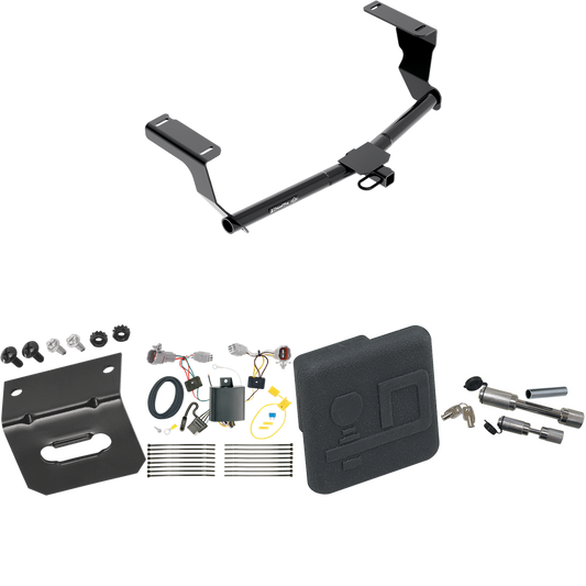 Fits 2017-2022 Subaru Impreza Trailer Hitch Tow PKG w/ 4-Flat Wiring Harness + Hitch Cover + Dual Hitch & Coupler Locks (For Wagon, Except WRX STi & w/Quad Exhaust Outlets Models) By Draw-Tite