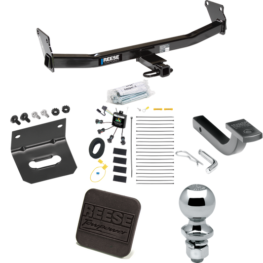 Se adapta al paquete de enganche de remolque Jeep Compass 2007-2010 con arnés de cableado de 4 contactos planos "sin empalme" + barra de tracción + bola de 2" + soporte de cableado + cubierta de enganche de Reese Towpower