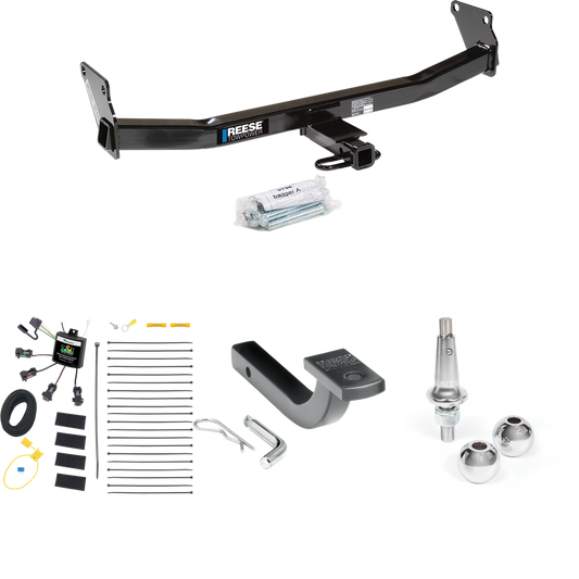 Fits 2007-2010 Jeep Compass Trailer Hitch Tow PKG w/ 4-Flat Zero Contact "No Splice" Wiring Harness + Draw-Bar + Interchangeable 1-7/8" & 2" Balls By Reese Towpower