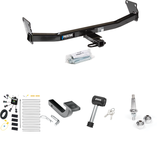 Se adapta al paquete de enganche de remolque Jeep Compass 2007-2010 con arnés de cableado de 4 contactos planos "sin empalme" + barra de tracción + bolas intercambiables de 1-7/8" y 2" + bloqueo de enganche de Reese Towpower