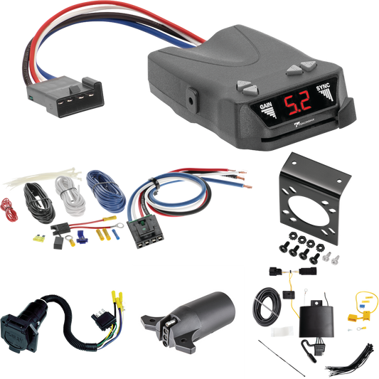 Se adapta a cableado RV de 7 vías Chevrolet Bolt EUV 2022-2023 + control de freno Tekonsha Brakeman IV + adaptador de cableado BC genérico + adaptador de 7 vías a 4 vías de Tekonsha