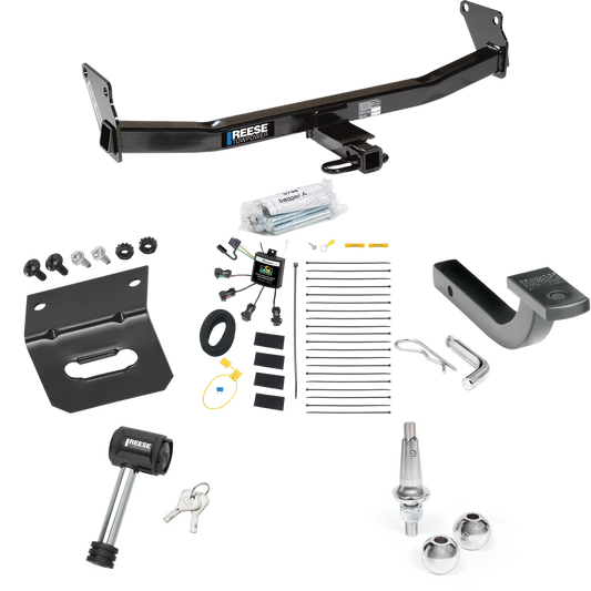 Fits 2007-2007 Jeep Patriot Trailer Hitch Tow PKG w/ 4-Flat Zero Contact "No Splice" Wiring Harness + Draw-Bar + Interchangeable 1-7/8" & 2" Balls + Wiring Bracket + Hitch Lock By Reese Towpower