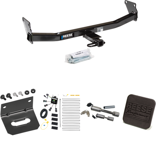 Fits 2007-2010 Jeep Compass Trailer Hitch Tow PKG w/ 4-Flat Zero Contact "No Splice" Wiring Harness + Hitch Cover + Dual Hitch & Coupler Locks (For Rallye Edition Models) By Reese Towpower