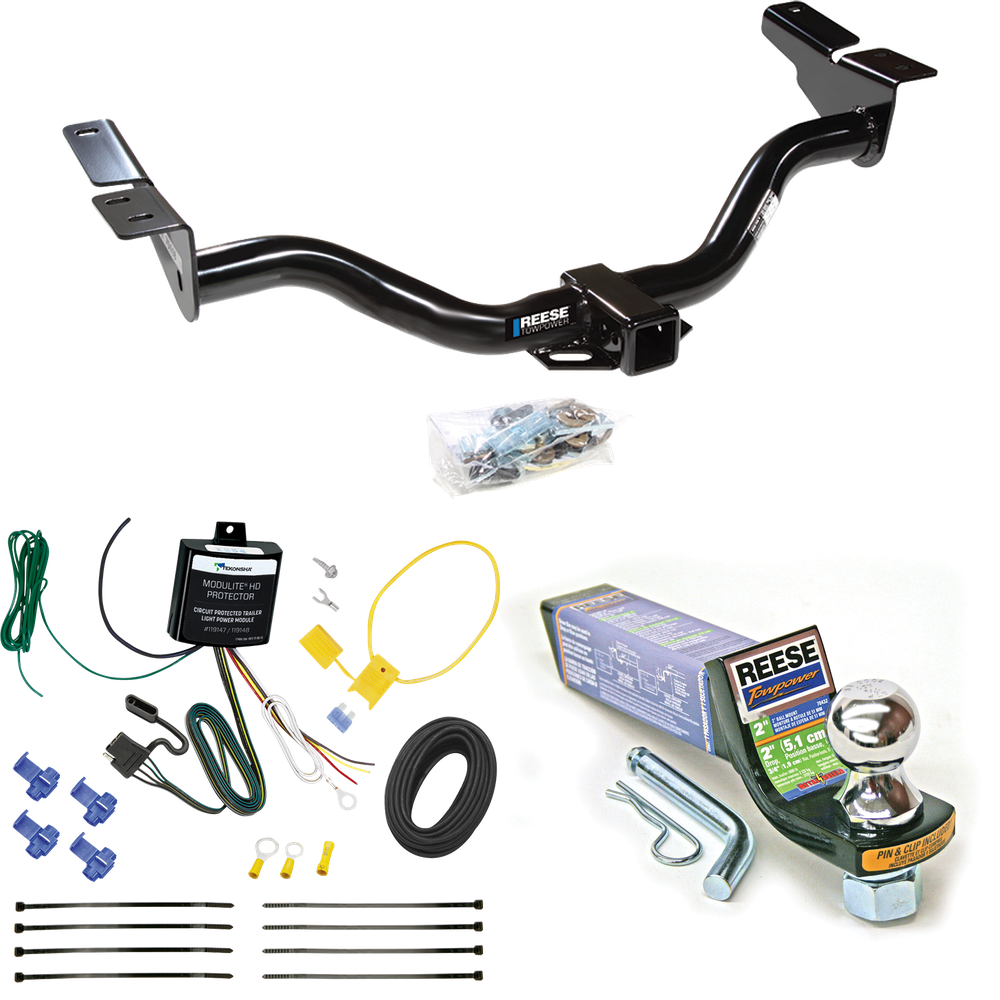 Fits 2004-2004 Mazda Tribute Trailer Hitch Tow PKG w/ 4-Flat Wiring + Starter Kit Ball Mount w/ 2" Drop & 1-7/8" Ball By Reese Towpower