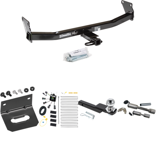 Fits 2007-2010 Jeep Compass Trailer Hitch Tow PKG w/ 4-Flat Zero Contact "No Splice" Wiring Harness + Interlock Starter Kit w/ 2" Ball 1-1/4" Drop 3/4" Rise + Wiring Bracket + Dual Hitch & Coupler Locks (For Rallye Edition Models) By Draw-Tite