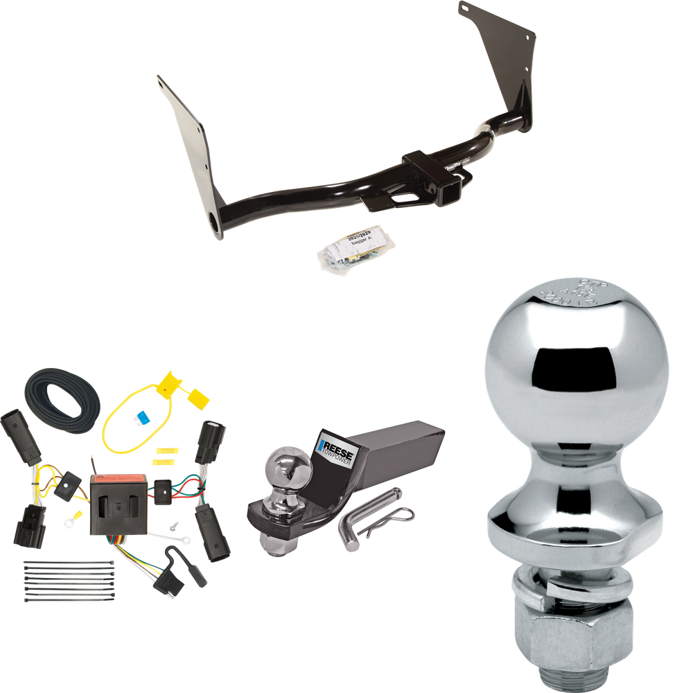 Fits 2013-2016 Ford Escape Trailer Hitch Tow PKG w/ 4-Flat Wiring + Starter Kit Ball Mount w/ 2" Drop & 2" Ball + 1-7/8" Ball By Draw-Tite