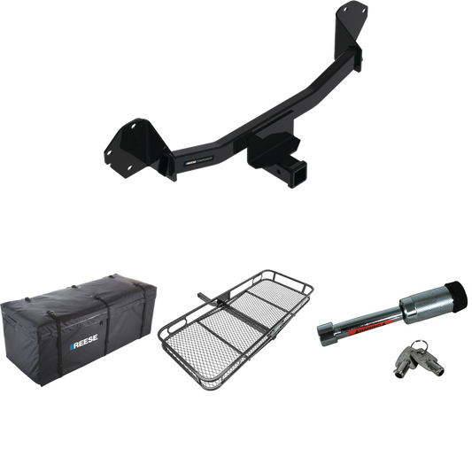 Fits 2022-2023 Chevrolet Bolt EUV Trailer Hitch Tow PKG w/ 60" x 24" Cargo Carrier + Cargo Bag + Hitch Lock By Reese Towpower