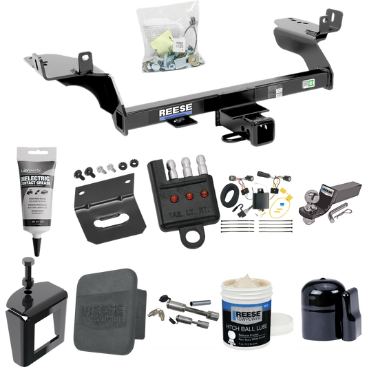 Fits 2017-2018 Ford Escape Trailer Hitch Tow PKG w/ 4-Flat Wiring + Starter Kit Ball Mount w/ 2" Drop & 2" Ball + 1-7/8" Ball + Wiring Bracket + Dual Hitch & Coupler Locks + Hitch Cover + Wiring Tester + Ball Lube + Electric Grease + Ball Wrench + An