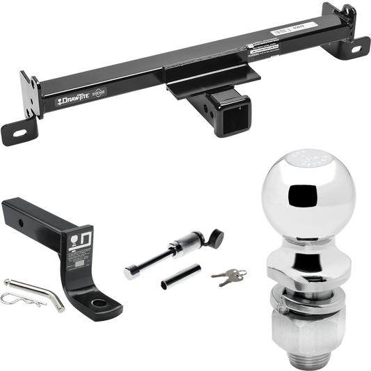 Fits 2018-2023 Jeep Wrangler Front Mount Hitch + Ball Mount w/ 4" Drop & 2" Ball + Hitch Lock (For JL (New Body Style) Models) By Draw-Tite