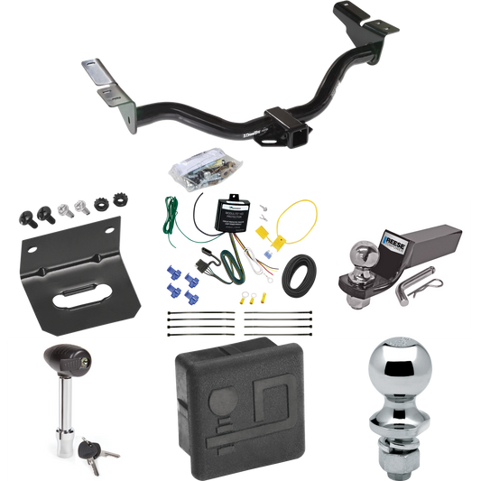 Fits 2004-2004 Ford Escape Trailer Hitch Tow PKG w/ 4-Flat Wiring + Starter Kit Ball Mount w/ 2" Drop & 2" Ball + 1-7/8" Ball + Wiring Bracket + Hitch Lock + Hitch Cover By Draw-Tite