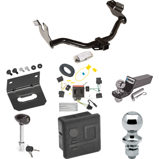 Fits 2008-2012 Ford Escape Trailer Hitch Tow PKG w/ 4-Flat Wiring + Starter Kit Ball Mount w/ 2" Drop & 2" Ball + 1-7/8" Ball + Wiring Bracket + Hitch Lock + Hitch Cover By Draw-Tite