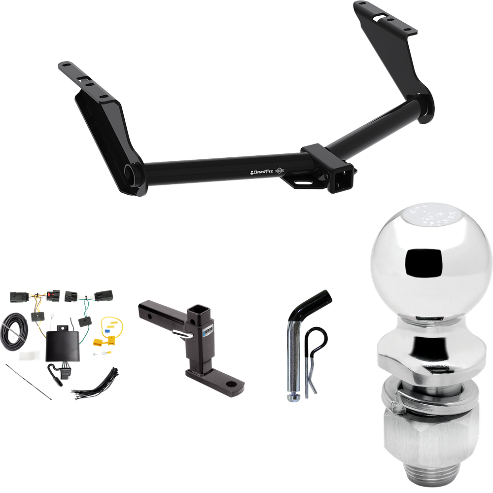 Fits 2020-2023 Jeep Gladiator Trailer Hitch Tow PKG w/ 4-Flat Wiring + Adjustable Drop Rise Ball Mount + Pin/Clip + 2" Ball (Excludes: Rubicon Models) By Draw-Tite