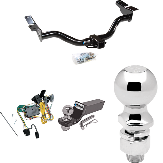 Fits 2001-2003 Ford Escape Trailer Hitch Tow PKG w/ 4-Flat Wiring + Starter Kit Ball Mount w/ 2" Drop & 2" Ball + 2-5/16" Ball By Reese Towpower