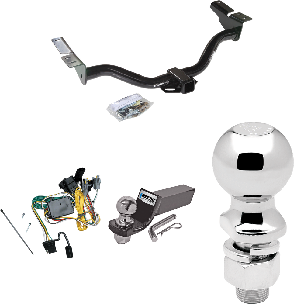 Fits 2001-2003 Ford Escape Trailer Hitch Tow PKG w/ 4-Flat Wiring + Starter Kit Ball Mount w/ 2" Drop & 2" Ball + 2-5/16" Ball By Draw-Tite