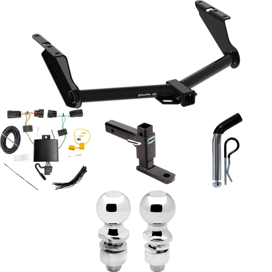 Fits 2020-2023 Jeep Gladiator Trailer Hitch Tow PKG w/ 4-Flat Wiring + Adjustable Drop Rise Ball Mount + Pin/Clip + 2" Ball + 2-5/16" Ball (Excludes: Rubicon Models) By Draw-Tite