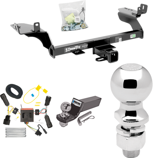 Fits 2013-2016 Ford Escape Trailer Hitch Tow PKG w/ 4-Flat Wiring + Starter Kit Ball Mount w/ 2" Drop & 2" Ball + 2-5/16" Ball By Draw-Tite