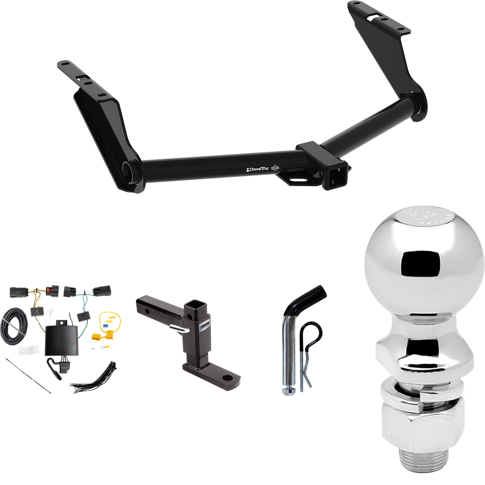 Fits 2020-2023 Jeep Gladiator Trailer Hitch Tow PKG w/ 4-Flat Wiring + Adjustable Drop Rise Ball Mount + Pin/Clip + 2-5/16" Ball (Excludes: Rubicon Models) By Draw-Tite