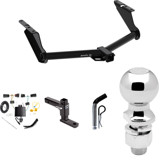 Fits 2020-2023 Jeep Gladiator Trailer Hitch Tow PKG w/ 4-Flat Wiring + Adjustable Drop Rise Ball Mount + Pin/Clip + 2-5/16" Ball (Excludes: Rubicon Models) By Draw-Tite