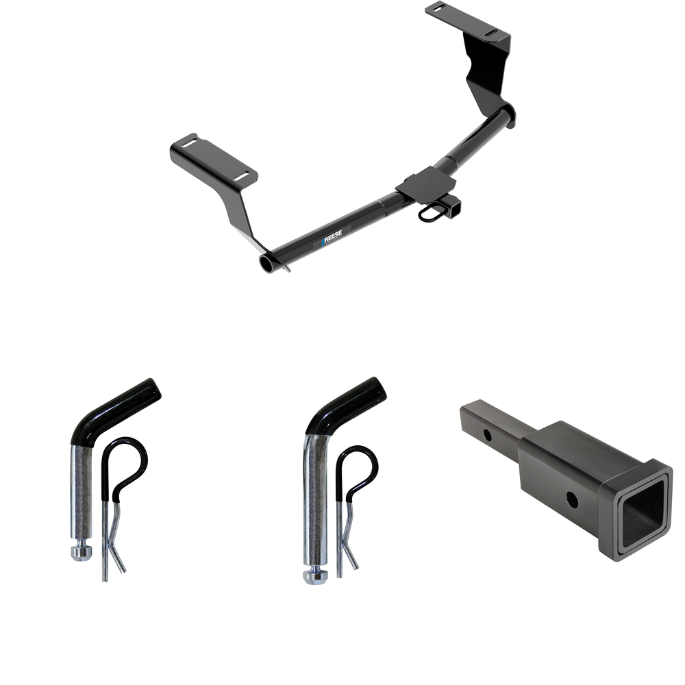 Fits 2008-2022 Subaru Impreza Trailer Hitch Tow PKG w/ Hitch Adapter 1-1/4" to 2" Receiver + 1/2" Pin & Clip + 5/8" Pin & Clip (For Wagon, Except WRX STi & w/Quad Exhaust Outlets Models) By Reese Towpower