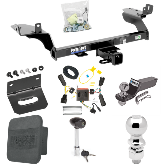 Fits 2013-2016 Ford Escape Trailer Hitch Tow PKG w/ 4-Flat Wiring + Starter Kit Ball Mount w/ 2" Drop & 2" Ball + 2-5/16" Ball + Wiring Bracket + Hitch Lock + Hitch Cover By Reese Towpower