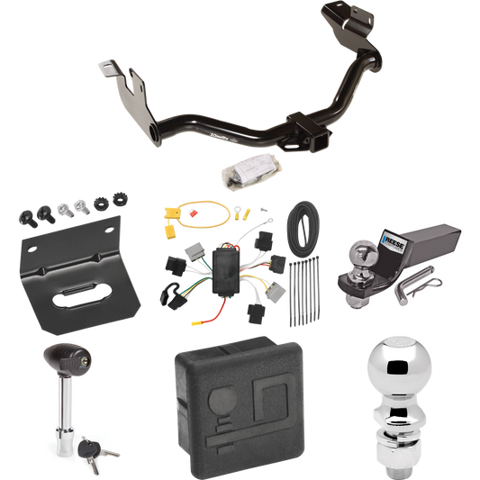 Fits 2005-2007 Ford Escape Trailer Hitch Tow PKG w/ 4-Flat Wiring + Starter Kit Ball Mount w/ 2" Drop & 2" Ball + 2-5/16" Ball + Wiring Bracket + Hitch Lock + Hitch Cover By Draw-Tite