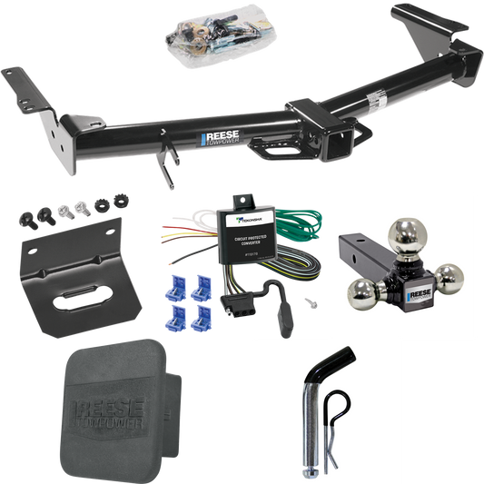 Fits 2003-2006 Toyota 4Runner Trailer Hitch Tow PKG w/ 4-Flat Wiring + Triple Ball Ball Mount 1-7/8" & 2" & 2-5/16" Trailer Balls + Pin/Clip + Wiring Bracket + Hitch Cover By Reese Towpower