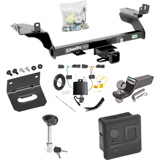 Fits 2019-2019 Ford Escape Trailer Hitch Tow PKG w/ 4-Flat Wiring + Starter Kit Ball Mount w/ 2" Drop & 2" Ball + Wiring Bracket + Hitch Lock + Hitch Cover By Draw-Tite