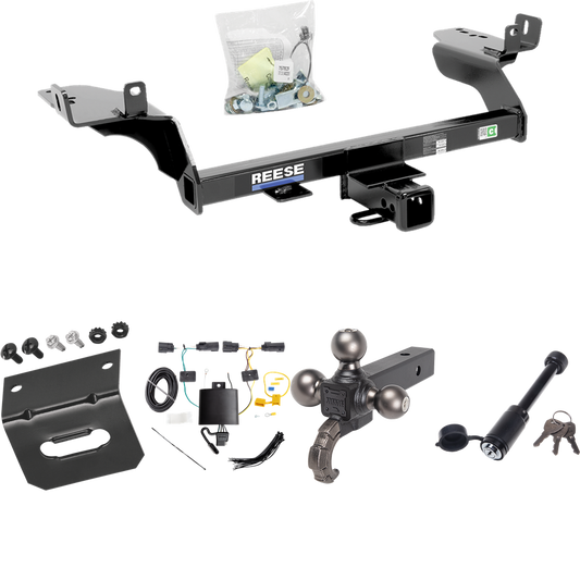 Fits 2019-2019 Ford Escape Trailer Hitch Tow PKG w/ 4-Flat Wiring + Triple Ball Tactical Ball Mount 1-7/8" & 2" & 2-5/16" Balls w/ Tow Hook + Tactical Dogbone Lock + Wiring Bracket By Reese Towpower