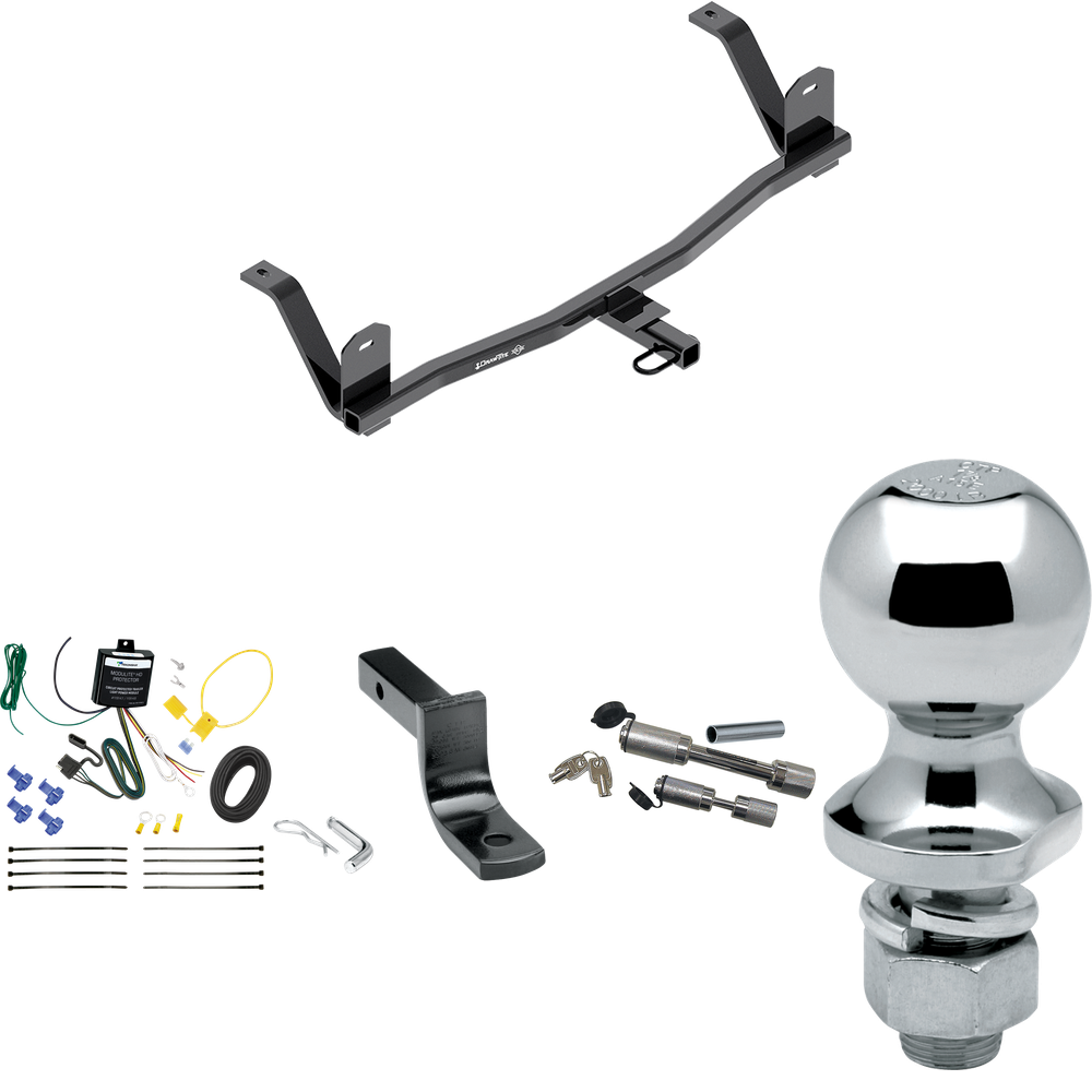 Fits 2017-2021 Chevrolet Bolt EV Trailer Hitch Tow PKG w/ 4-Flat Wiring Harness + Draw-Bar + 1-7/8" Ball + Dual Hitch & Coupler Locks By Draw-Tite