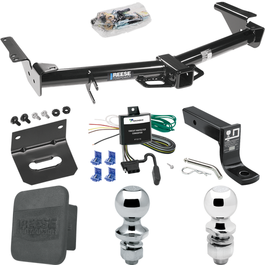 Fits 2003-2006 Toyota 4Runner Trailer Hitch Tow PKG w/ 4-Flat Wiring + Ball Mount w/ 4" Drop + 2" Ball + 1-7/8" Ball + Wiring Bracket + Hitch Cover By Reese Towpower