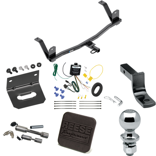 Fits 2017-2021 Chevrolet Bolt EV Trailer Hitch Tow PKG w/ 4-Flat Wiring Harness + Draw-Bar + 2" Ball + Wiring Bracket + Hitch Cover + Dual Hitch & Coupler Locks By Reese Towpower