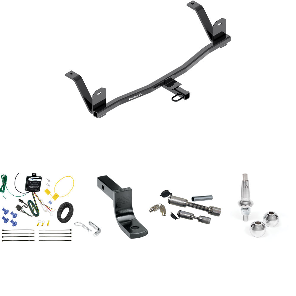 Fits 2017-2021 Chevrolet Bolt EV Trailer Hitch Tow PKG w/ 4-Flat Wiring Harness + Draw-Bar + Interchangeable 1-7/8" & 2" Balls + Dual Hitch & Coupler Locks By Draw-Tite